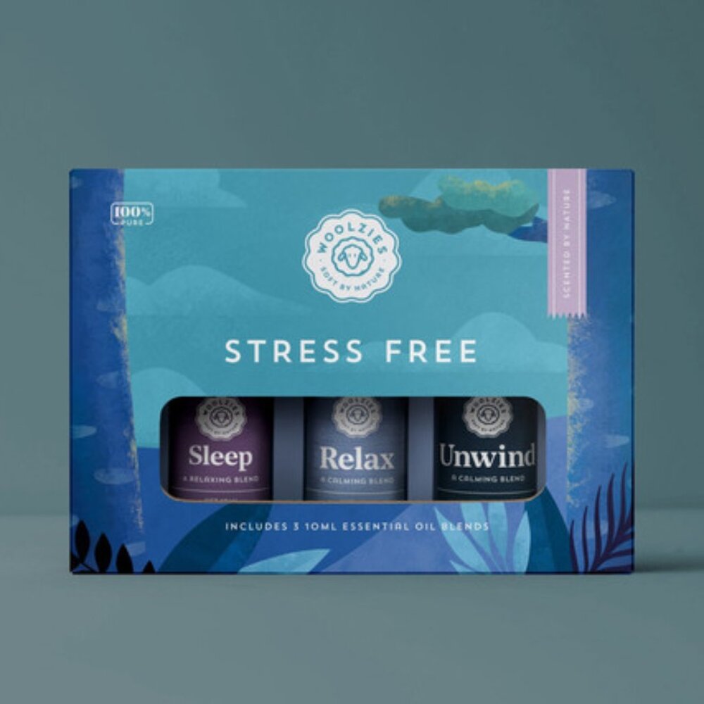 NEW Woolzies Stress free 100% Pure Quality Essential Oil blends 3 Pc Pack 10ml